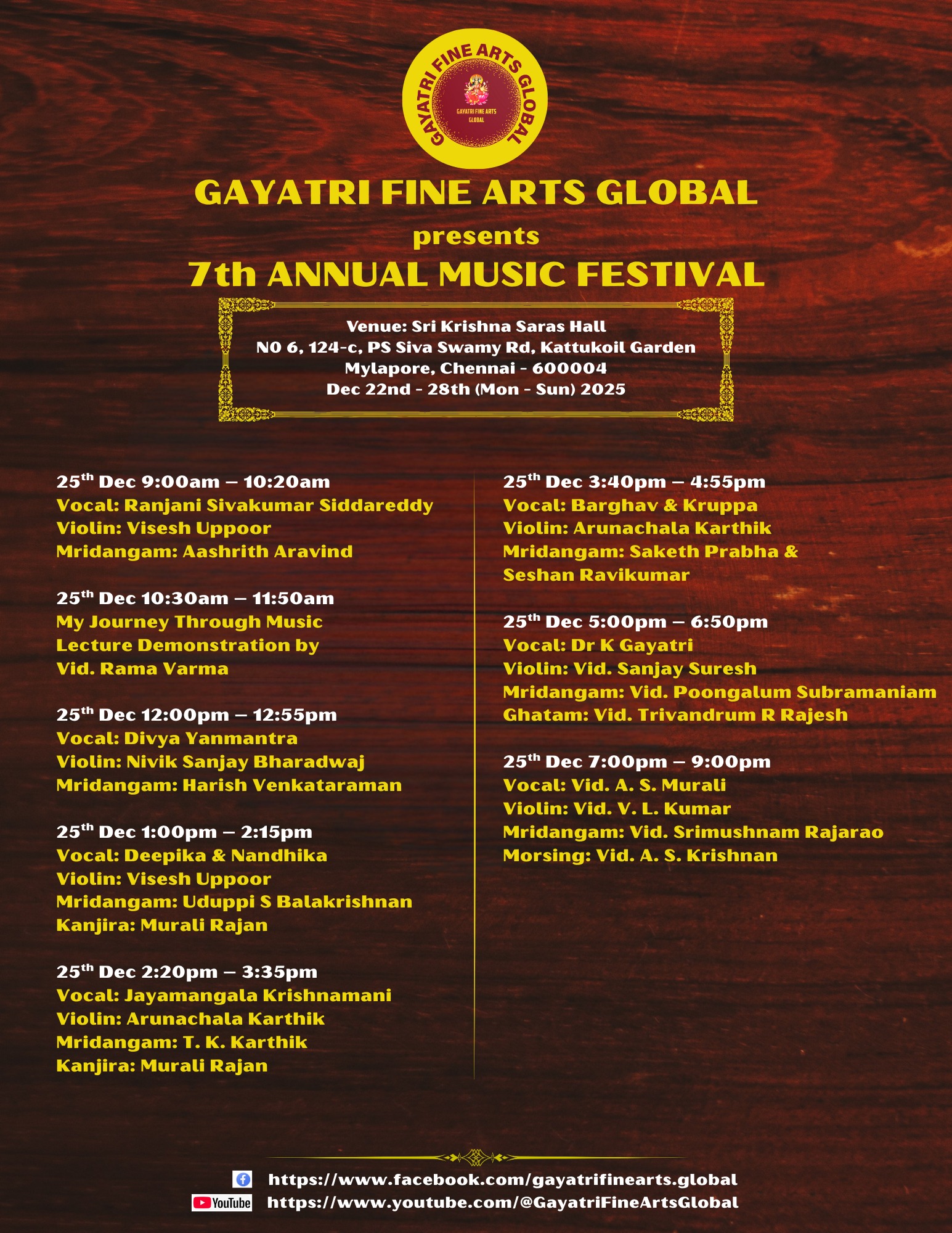 Gayatri Fine Arts and Gayatri Fine Arts Global - 7th Annual Music Festival