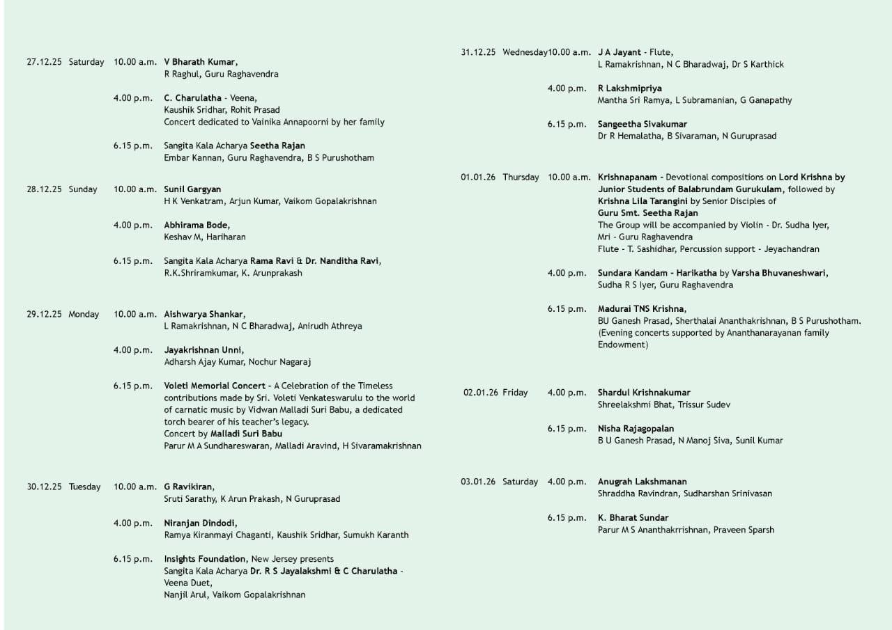 Naada Inbam December Music Festival 2025