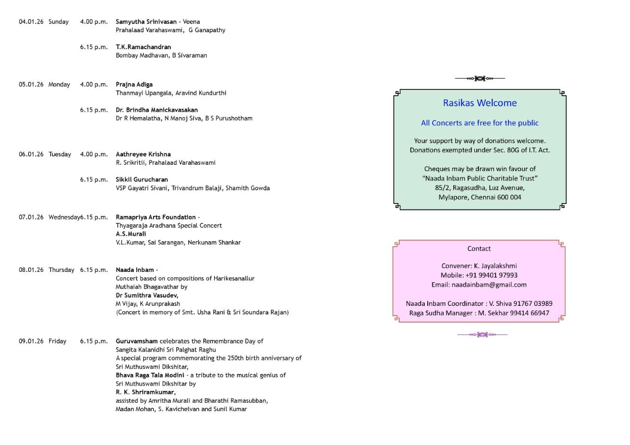 Naada Inbam December Music Festival 2025